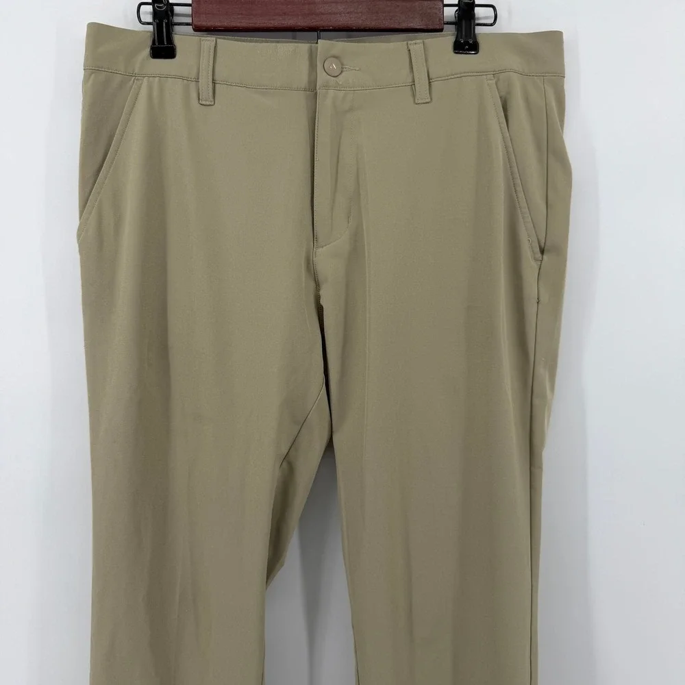 Adidas Golf Pants Mens 32x32 Khaki Tan Performance Stretch Flat Front Trousers